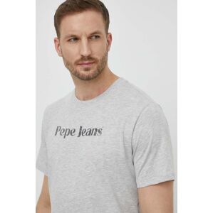 Bavlnené tričko Pepe Jeans CLIFTON pánske, šedá farba, s potlačou, PM509374