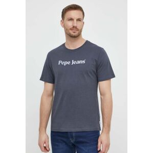 Bavlnené tričko Pepe Jeans CLIFTON pánske, šedá farba, s potlačou, PM509374