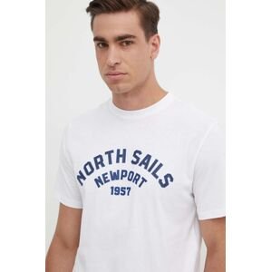 Bavlnené tričko North Sails pánske, biela farba, s potlačou, 692988