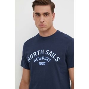 Bavlnené tričko North Sails pánske, tmavomodrá farba, s potlačou, 692988
