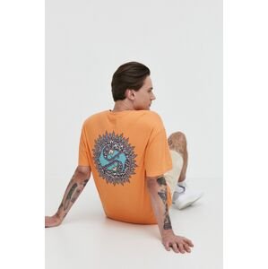 Bavlnené tričko Quiksilver pánsky, oranžová farba, s potlačou
