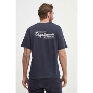 Bavlnené tričko Pepe Jeans SINGLE CLIFORD pánske, tmavomodrá farba, s potlačou, PM509367