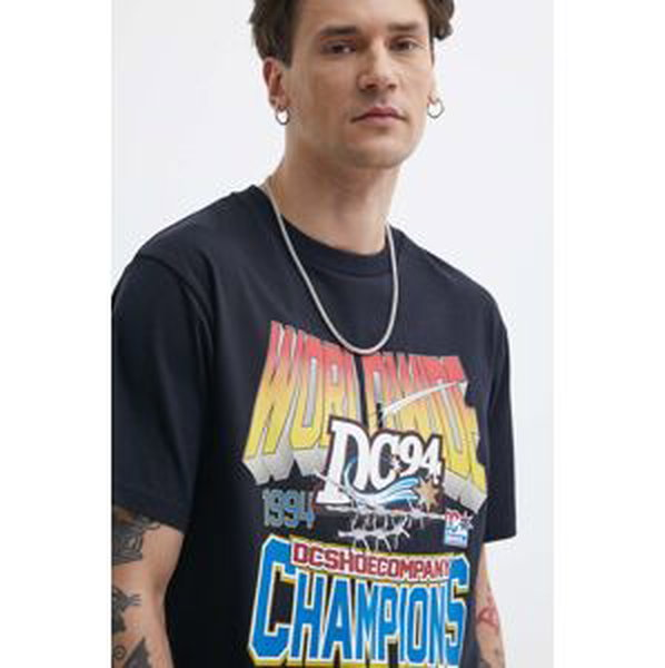 Bavlnené tričko DC The Champs pánske, čierna farba, s potlačou, ADYZT05343