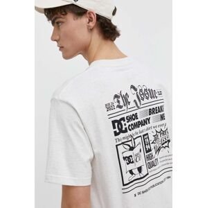 Bavlnené tričko DC pánske, šedá farba, s potlačou, ADYZT05368