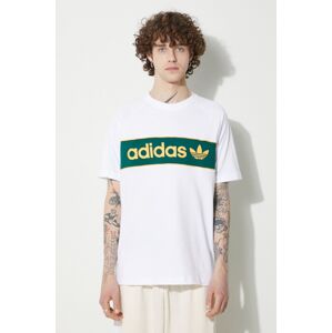 Bavlnené tričko adidas Originals pánsky, biela farba, s potlačou