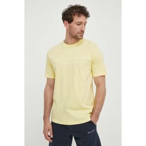 Bavlnené tričko Marc O'Polo pánsky, žltá farba, s potlačou