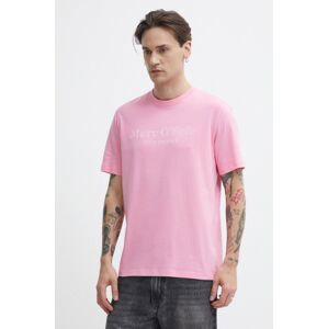 Bavlnené tričko Marc O'Polo pánsky, ružová farba, s potlačou