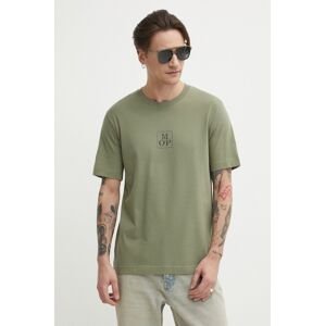 Bavlnené tričko Marc O'Polo pánske, zelená farba, s potlačou, 423201251070