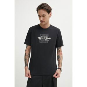 Bavlnené tričko Marc O'Polo pánske, čierna farba, s potlačou, 423201251076