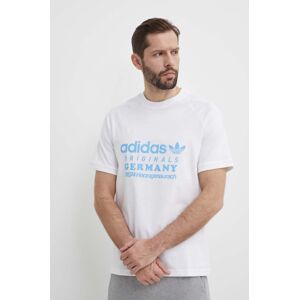 Bavlnené tričko adidas Originals pánske, béžová farba, s potlačou, IR9634