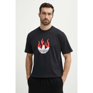 Bavlnené tričko adidas Originals Flames pánske, čierna farba, s potlačou, IS0178