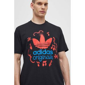 Bavlnené tričko adidas Originals pánske, čierna farba, s potlačou, IS0224