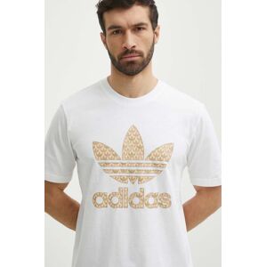 Bavlnené tričko adidas Originals pánske, biela farba, s potlačou, IS0261