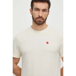 Tričko Fjallraven Hemp Blend T-shirt pánske, béžová farba, s nášivkou, F12600215