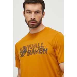 Tričko Fjallraven Lush Logo T-shirt pánske, žltá farba, s potlačou, F12600219