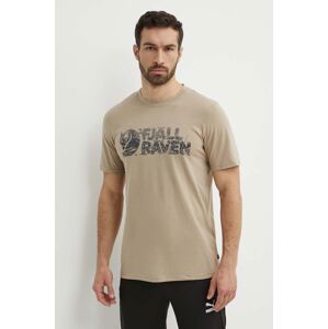 Tričko Fjallraven Lush Logo T-shirt pánsky, béžová farba, s potlačou, F12600219