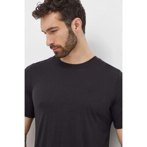 Vlnené tričko Fjallraven Abisko Wool čierna farba, jednofarebné, F87193