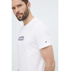 Bavlnené tričko Tommy Hilfiger pánske,béžová farba,s potlačou,MW0MW34429
