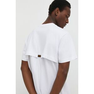 Bavlnené tričko G-Star Raw pánsky, biela farba, jednofarebný