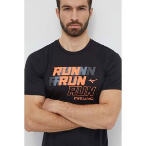 Bežecké tričko Mizuno Core Run čierna farba, s potlačou, J2GAB008