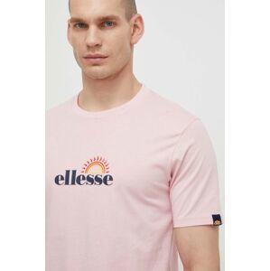 Bavlnené tričko Ellesse Trea T-Shirt pánske, ružová farba, s potlačou, SHV20126