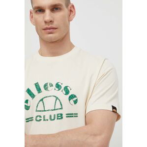Bavlnené tričko Ellesse Club T-Shirt pánske béžová farba, s potlačou, SHV20259