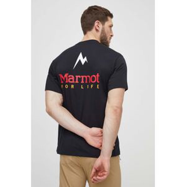 Športové tričko Marmot Marmot For Life čierna farba, s potlačou