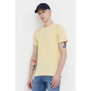 Bavlnené tričko Hollister Co. pánsky, žltá farba, jednofarebný