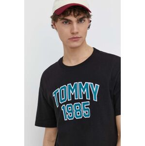 Bavlnené tričko Tommy Jeans pánske, čierna farba, s potlačou, DM0DM18559