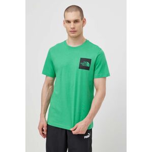 Bavlnené tričko The North Face M S/S Fine Tee pánske, zelená farba, s potlačou, NF0A87NDPO81