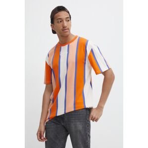 Bavlnené tričko Karl Kani pánsky, oranžová farba, vzorovaný