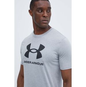 Tričko Under Armour pánsky, šedá farba, s potlačou