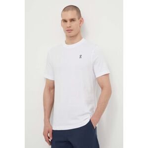 Bavlnené tričko On-running pánsky, biela farba, jednofarebný