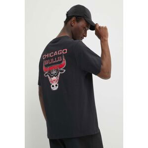 Bavlnené tričko New Era pánske, čierna farba, s potlačou, CHICAGO BULLS