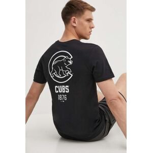Bavlnené tričko Nike Chicago Cubs pánsky, čierna farba, s potlačou