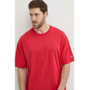 Bavlnené tričko Champion pánske, červená farba, jednofarebné, 220017