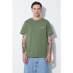 Bavlnené tričko A.P.C. item pánsky, zelená farba, s potlačou, COFBT-H26904