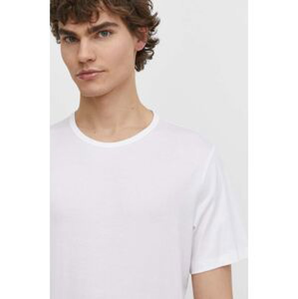 Bavlnené tričko Theory pánsky, biela farba, jednofarebný
