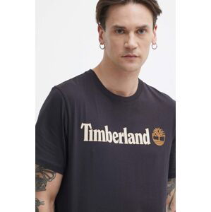 Bavlnené tričko Timberland pánske, čierna farba, s potlačou, TB0A5UPQ0011