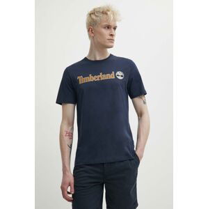 Bavlnené tričko Timberland pánske, tmavomodrá farba, s potlačou, TB0A5UPQ4331