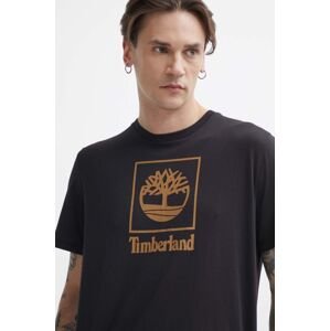 Bavlnené tričko Timberland pánske, čierna farba, s potlačou, TB0A5QSP0011