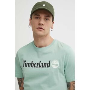 Bavlnené tričko Timberland pánske, zelená farba, s potlačou, TB0A5UPQEW01