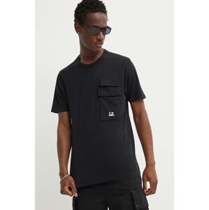 Bavlnené tričko C.P. Company Jersey Flap Pocket pánské, čierna farba, s potlačou, 16CMTS211A005697G
