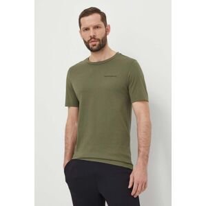 Bavlnené tričko Peak Performance pánsky, zelená farba, jednofarebný