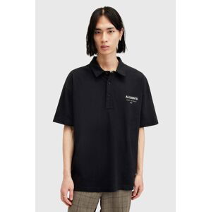 Bavlnené polo tričko AllSaints UNDERGROUND SS POLO čierna farba, s potlačou, M047PA
