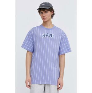 Bavlnené tričko Karl Kani pánsky, fialová farba, vzorovaný