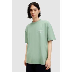 Bavlnené tričko AllSaints ACCESS SS CREW pánske, zelená farba, s potlačou, M038PA