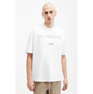 Bavlnené tričko AllSaints CUTOUT SS CREW pánske, biela farba, s potlačou, M004PA