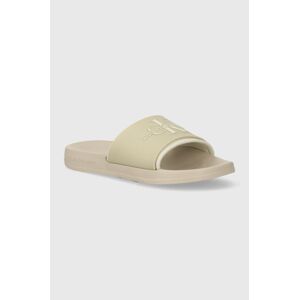 Šľapky Calvin Klein Jeans SLIDE MONOGRAM TPU dámske, zelená farba, YW0YW00585