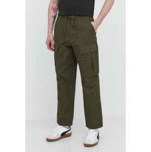 Bavlnené nohavice DC zelená farba, rovné, ADYNP03077